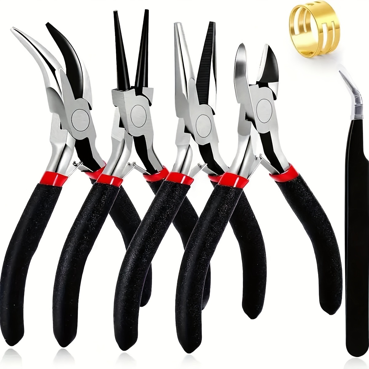 

6pcs Jewelry Making Tool Set, Includes Pliers, Tweezers, Wire Cutter, And More, For Crafting And Diy Projects