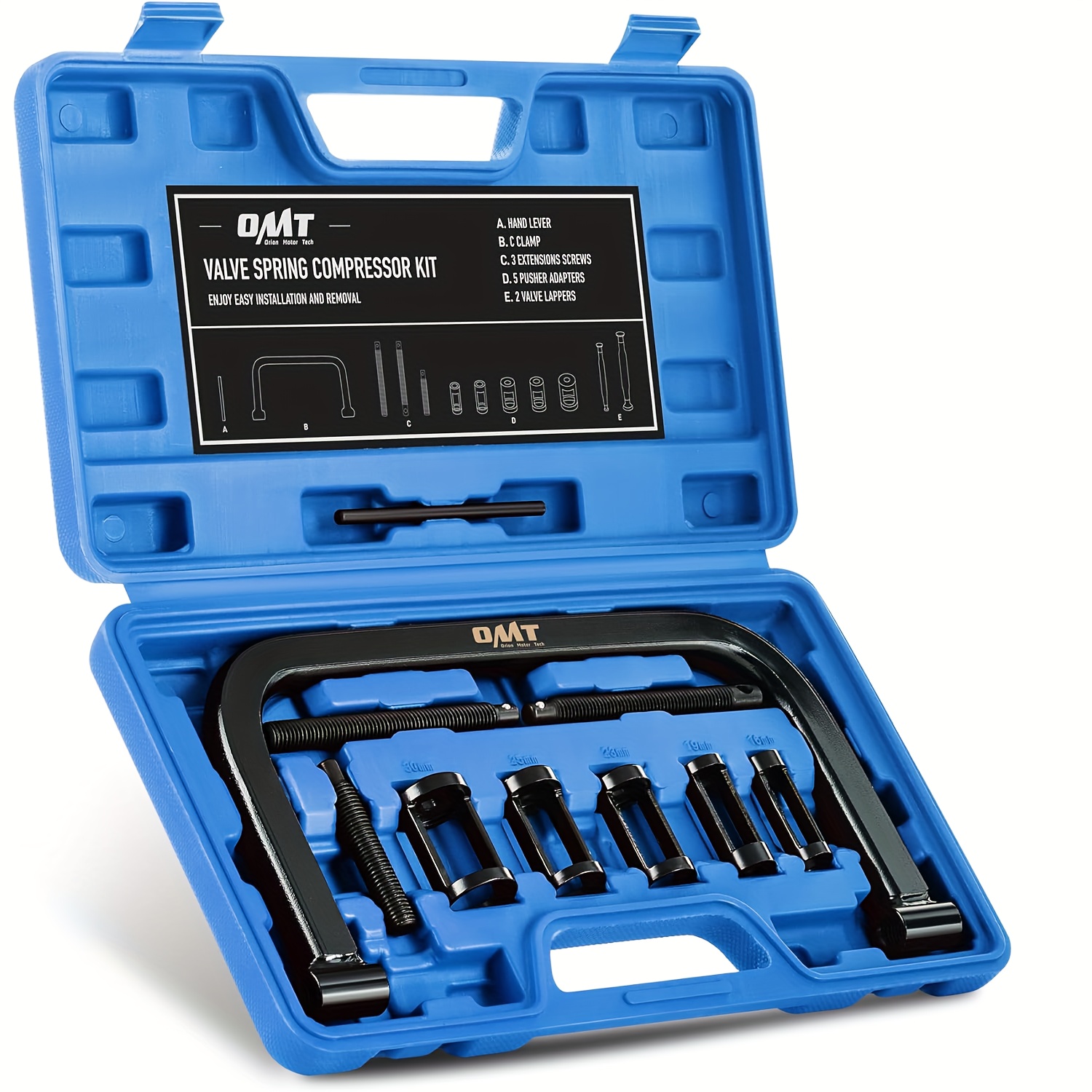 TEMU 10pcs Tool Set For Compressing Valve Springs, Including A C Clamp, Collet Pusher Adapters, Extension Rods, And A Lever, Suitable For Repairs On Cars, Motorcycles, , And Small Engines.