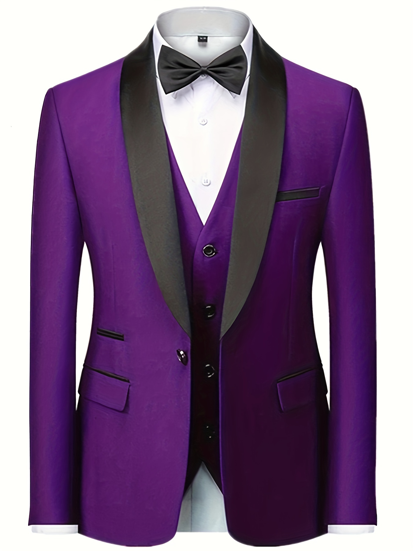 mens 3pcs suit set stretch formal vest pants fit Temu