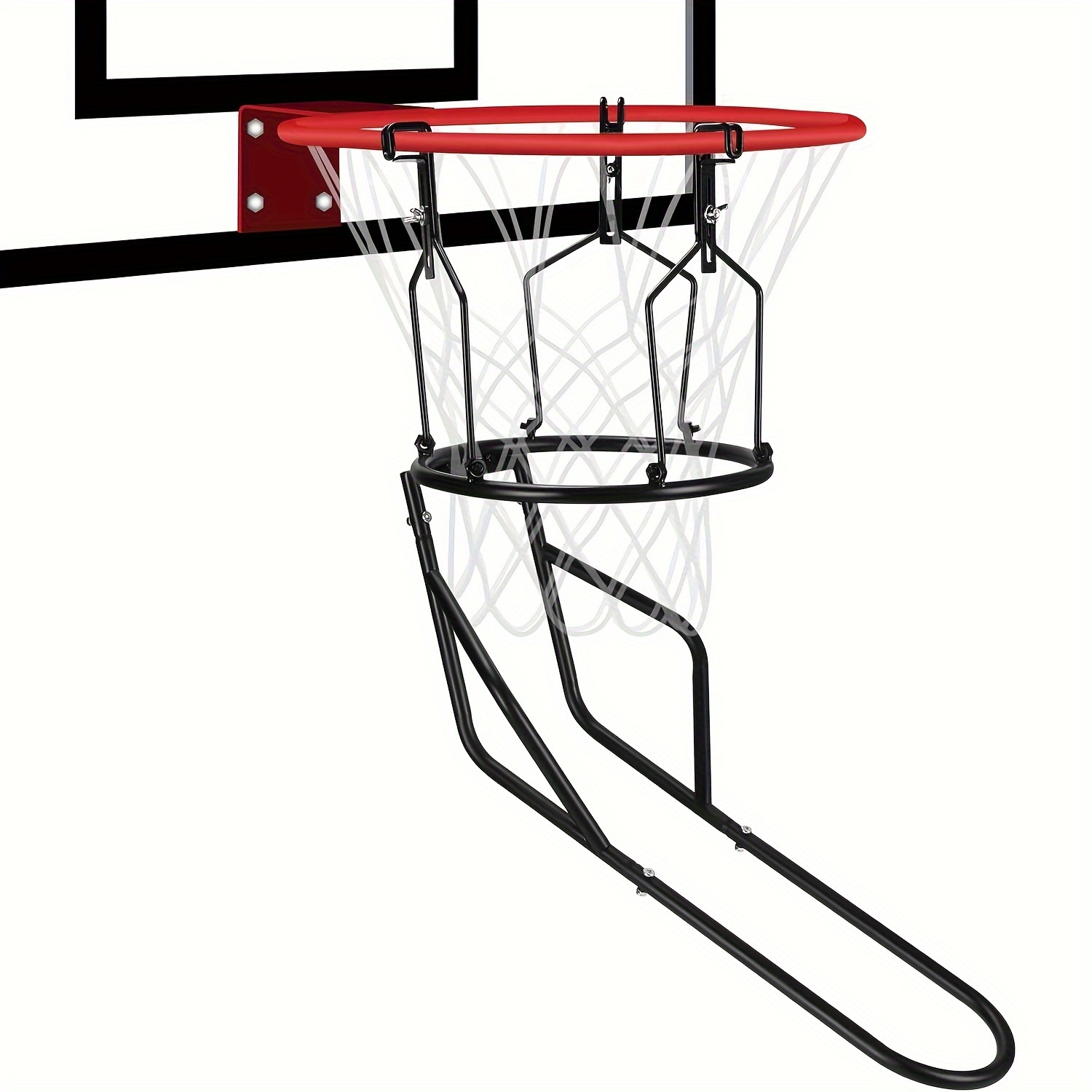 TEMU Basketball Return Attachment, Heavy Duty Basketball Rebounder With 3 Large Hooks, Basketball Accessories For 18" Rim Basketball Training, Black