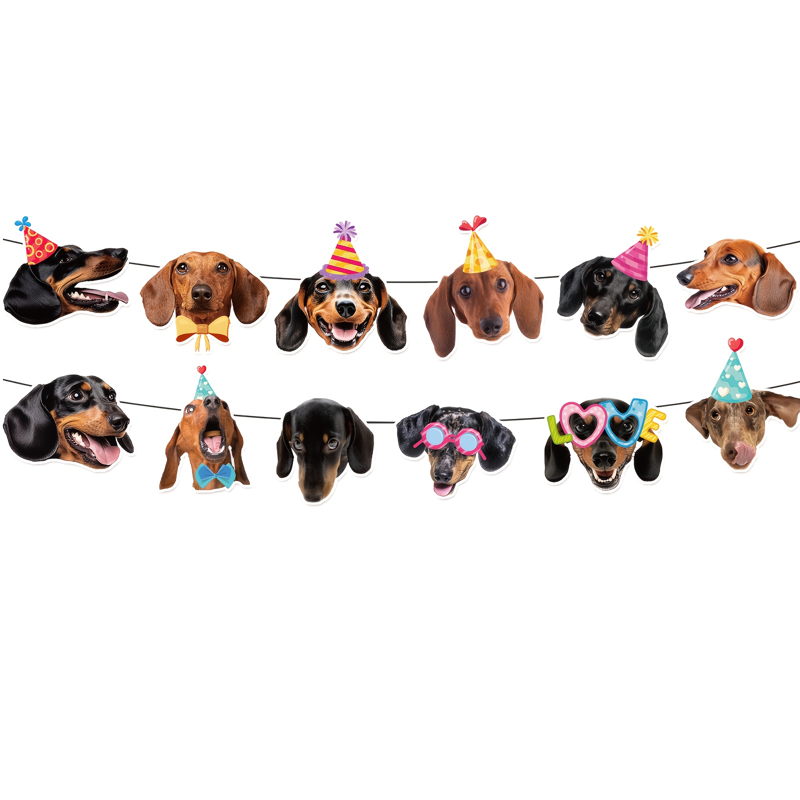 Image of Dachshund Birthday Party Decorations Kit - Sausage Dog Themed Banner With Photo Props, Ideal For Dog Celebrations And Theme Parties, Dog Gifts