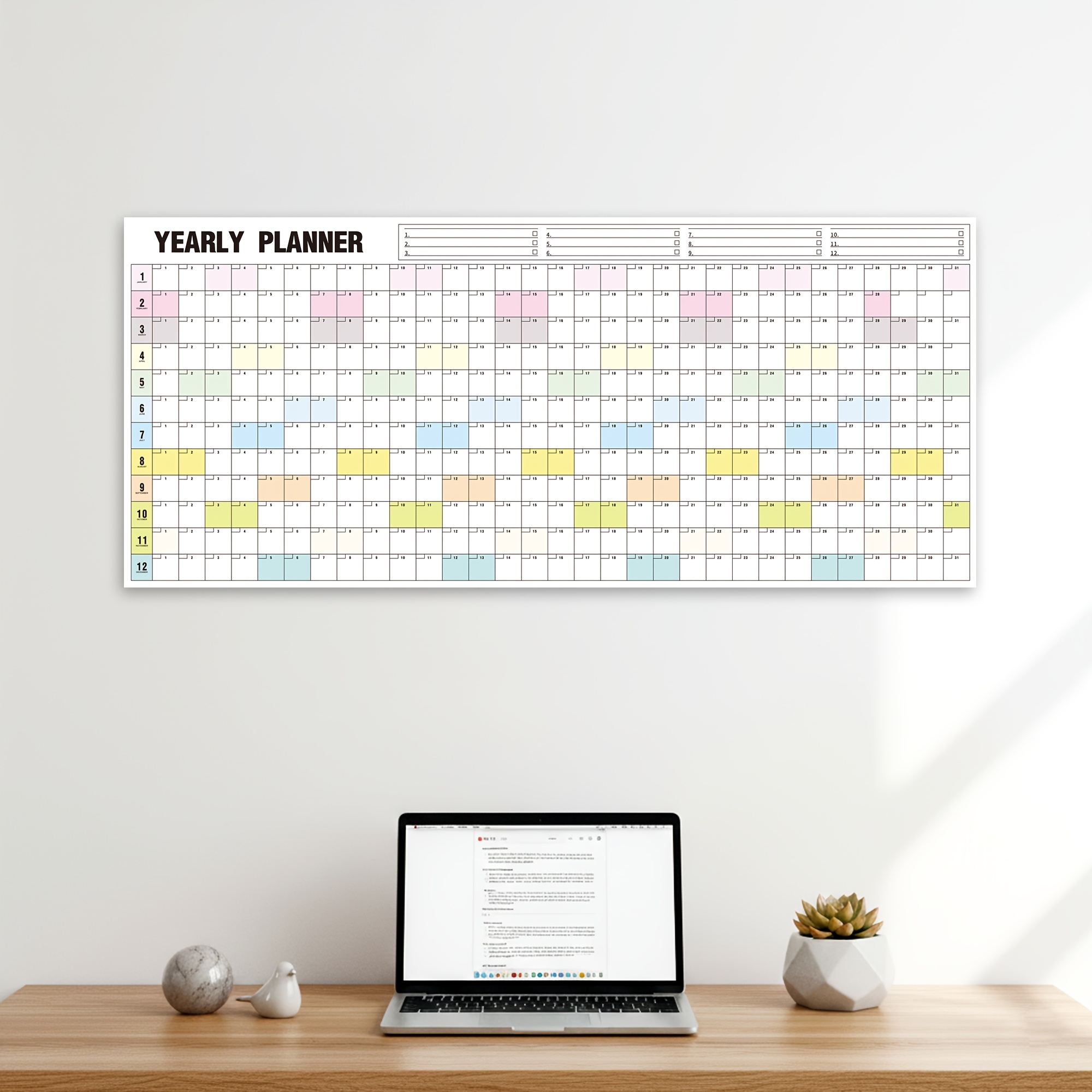 E-shop Doppelseitiger Dry Erase Jahresplaner Wandkalender | 39.37 x 16.93 Zoll Wiederverwendbare jährliche Planungstafel mit horizontaler & vertikaler