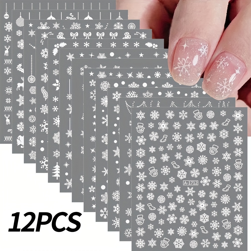 

12pcs -the-dark Christmas Nail Art Stickers - , Elk & Snowman Designs | Self-adhesive, Fluorescent Winter Decals For Diy Manicure, 3d, Nail Stickers, Decoration For Women