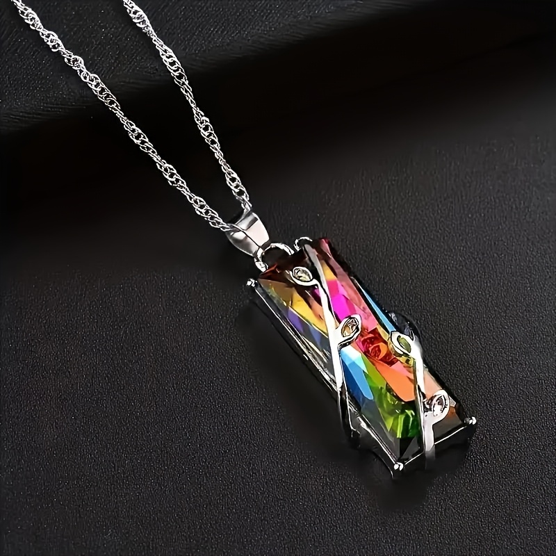 TEMU 1 Gorgeous And Colorful Artificial Crystal Branch Pendant Necklace, Exquisite Women's Jewelry Gift, Ideal Gift For Mother's Day, Thanksgiving,