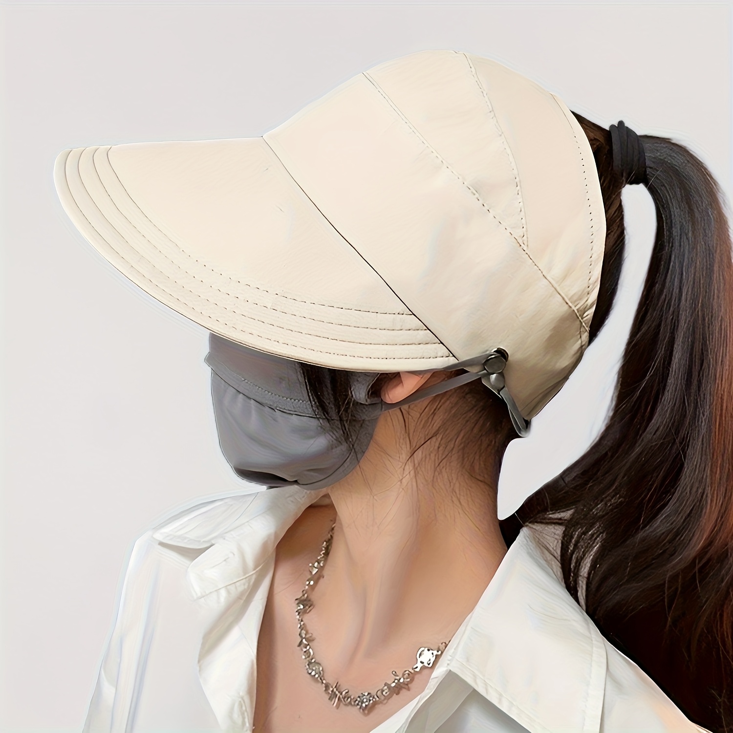 Ladies' Sun Hat - , Brim, Shielding, Pointed Visor For Ponytails, Trendy Summer Item
