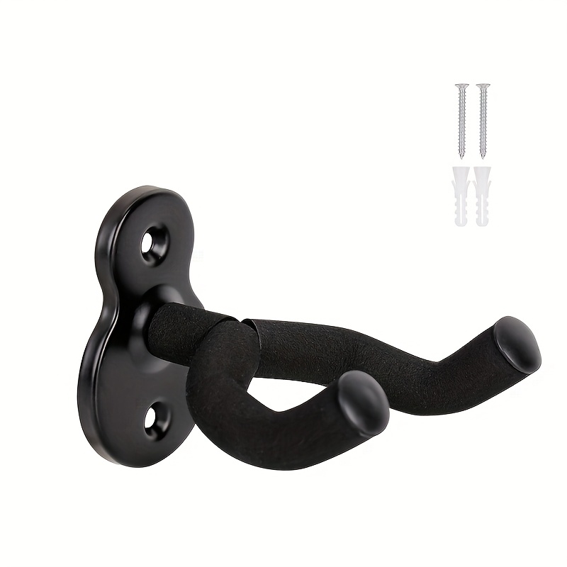 Black Guitar Wall Mount Hook Holder - , Heavy Duty Iron Construction, For Acoustic & Electric Bass, Classical, Ukulele, Guitar Accessories