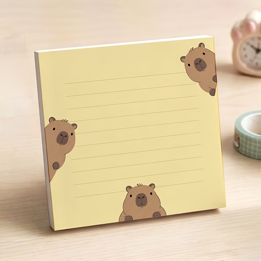 TEMU Bloc-notes Capybara à - Bloc-notes Détachable pour Décoration de Bureau, Papier à Écrire sur le Thème du Capybara, Papier Ligné Non Adhésif, ou