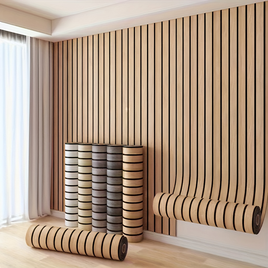 1 2 3 rolls   3d wood grain self   wallpaper thickened grid pattern straight   for living room tv background and accent wall decor   and stick application   decoration smooth end