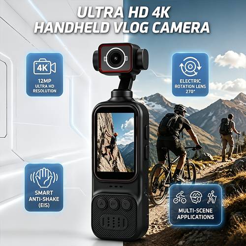 pocket sized mini wearable sports camera portable gimbal rotatable camera selectable 4k 2k hd resolution long fill stabilization handheld action camera birthday gift