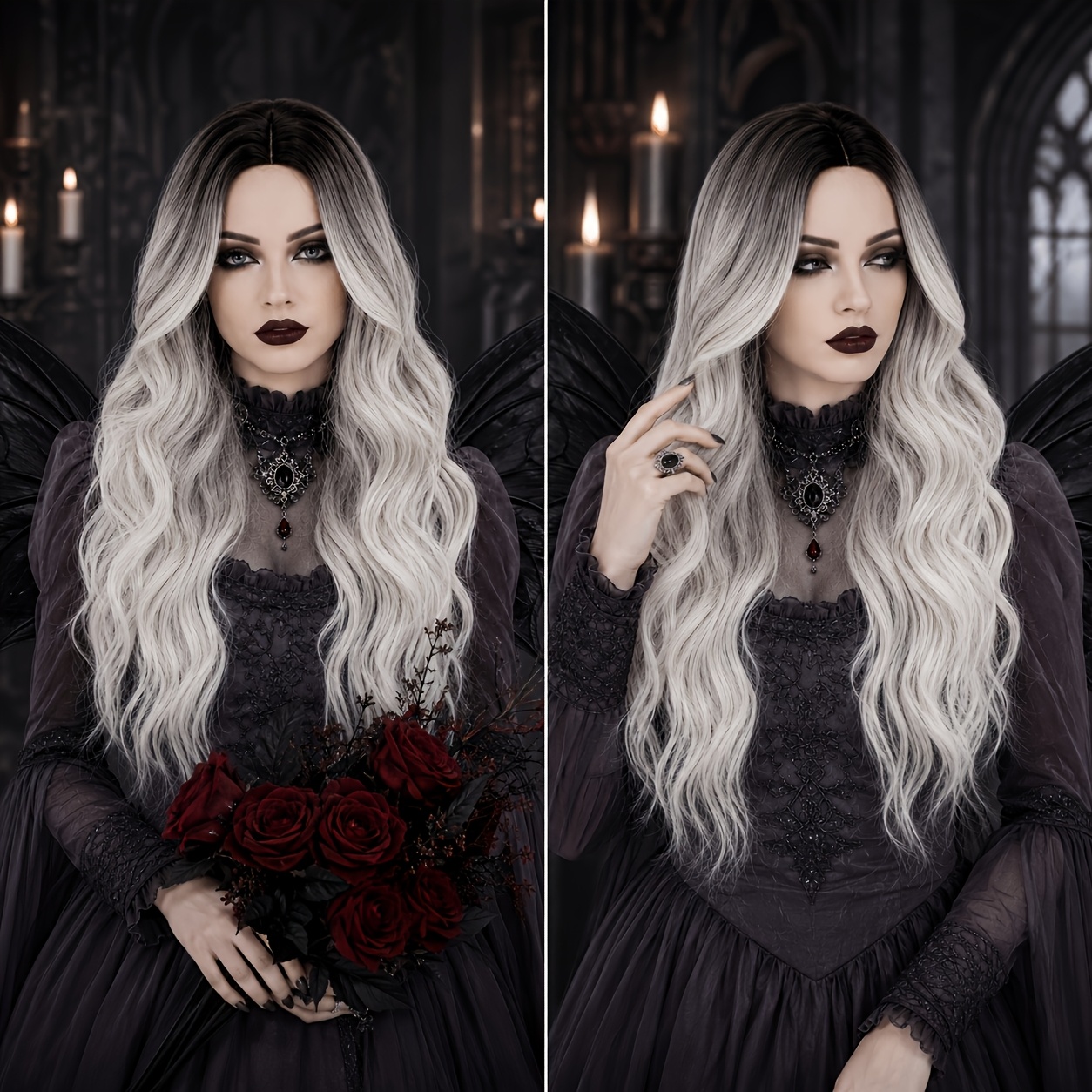 Image of 26-inch Long Wavy Curly Wig Suitable For - Ombre With Headpiece, Soft Large Curls For Cosplay, , Stage Hair - Unisex Body Wig For Daily Wear, Photography, Role-play