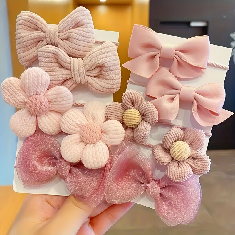 10pcs fabric hair ties set for women cute   with bowknot   elastic hair bands for ponytails non damaging hair rings for teens adults assorted colors details 0