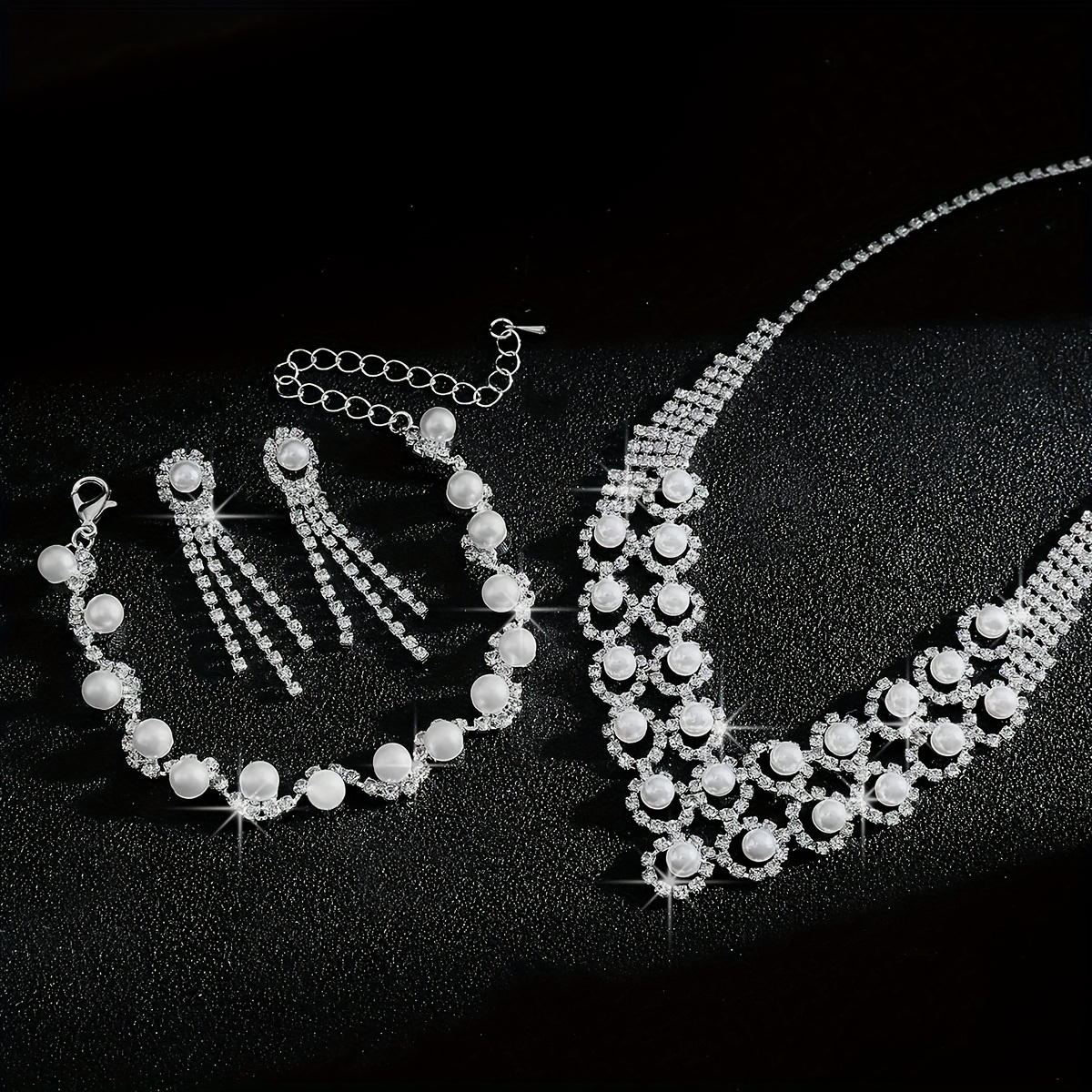 3pcs Vintage Imitation Pearl Sunflower Jewelry Set
