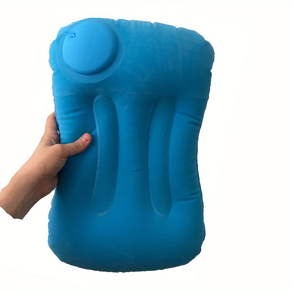 TEMU 1 almohada inflable cuadrada de peluche, cojín portátil con función autoinflable para soporte cervical, ideal para viajes al y camping