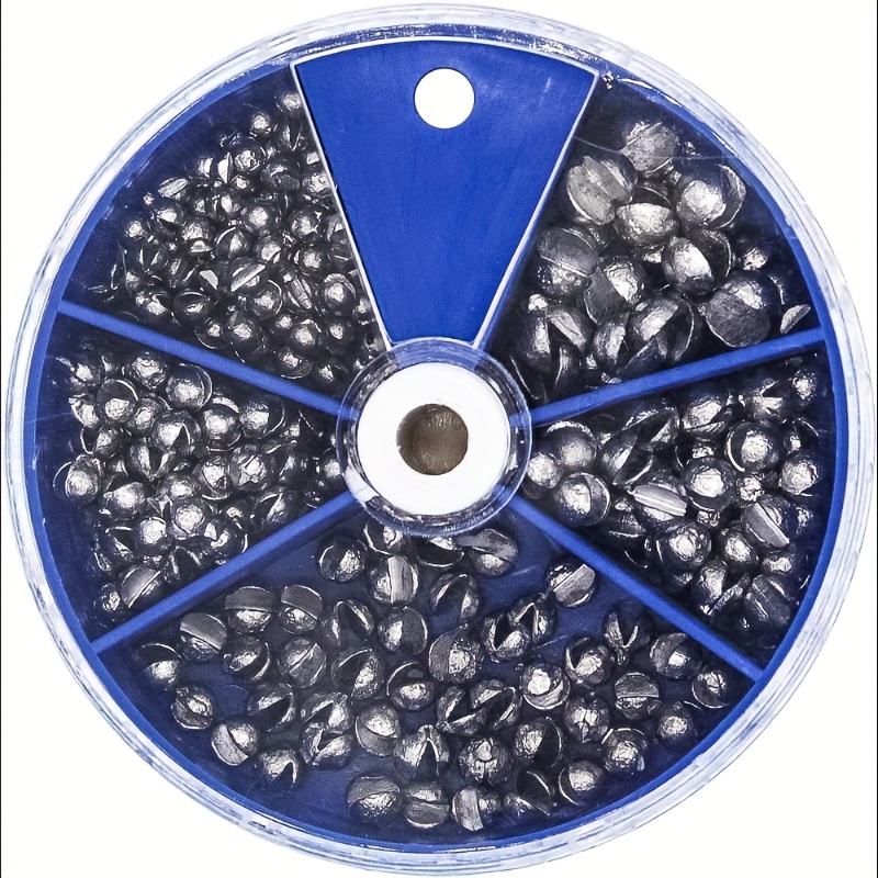 Image of 210pcs Fishing Sinker Set Weight Weighting Fishing Tackle Round Split Shot Lead Ball Sinker, 5 Sizes Lead Weight, Round Split Sinker, Detachable Fishing Weight Sinker