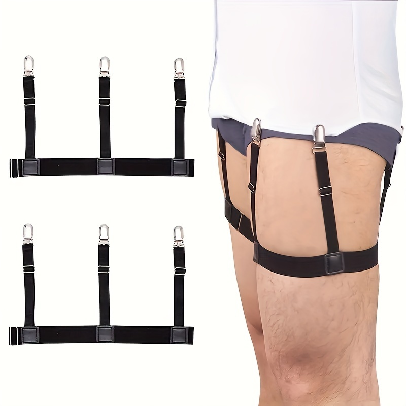 

1pair Adjustable Men's Shirt Stay Garter - Non-slip Business Style Shirt Holder, Elastic Strap With Metal Clips For All-day Wear