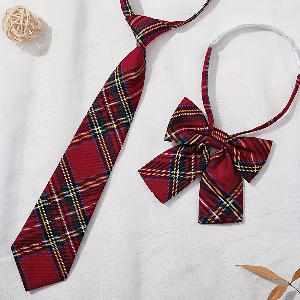 TEMU 2pcs Classic England Style Women Bowtie Necktie Preppy Style Jk Uniform Party Neck Additions Stripe Classic Tie For Student Women And Men