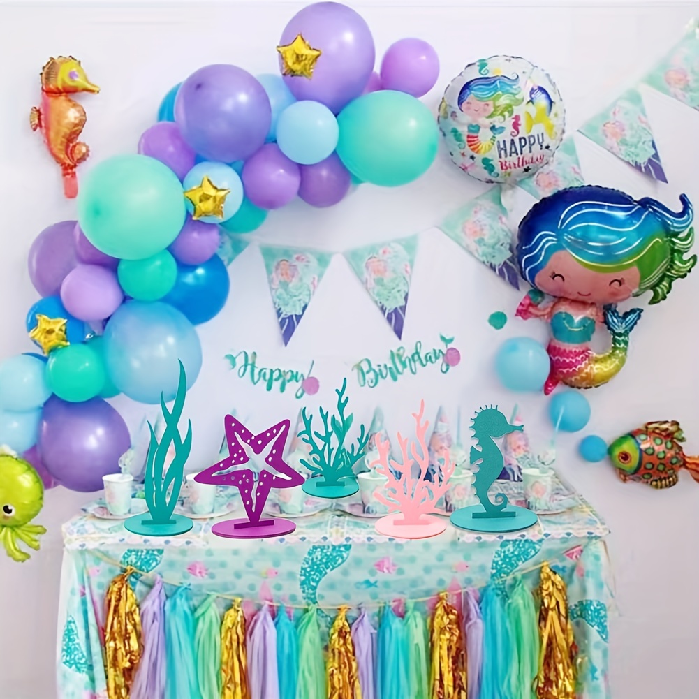 Transparent Mermaid Girls Happy Birthday Banner Under the Sea Party Decor  Blue Purple Mermaid Bubble Garland