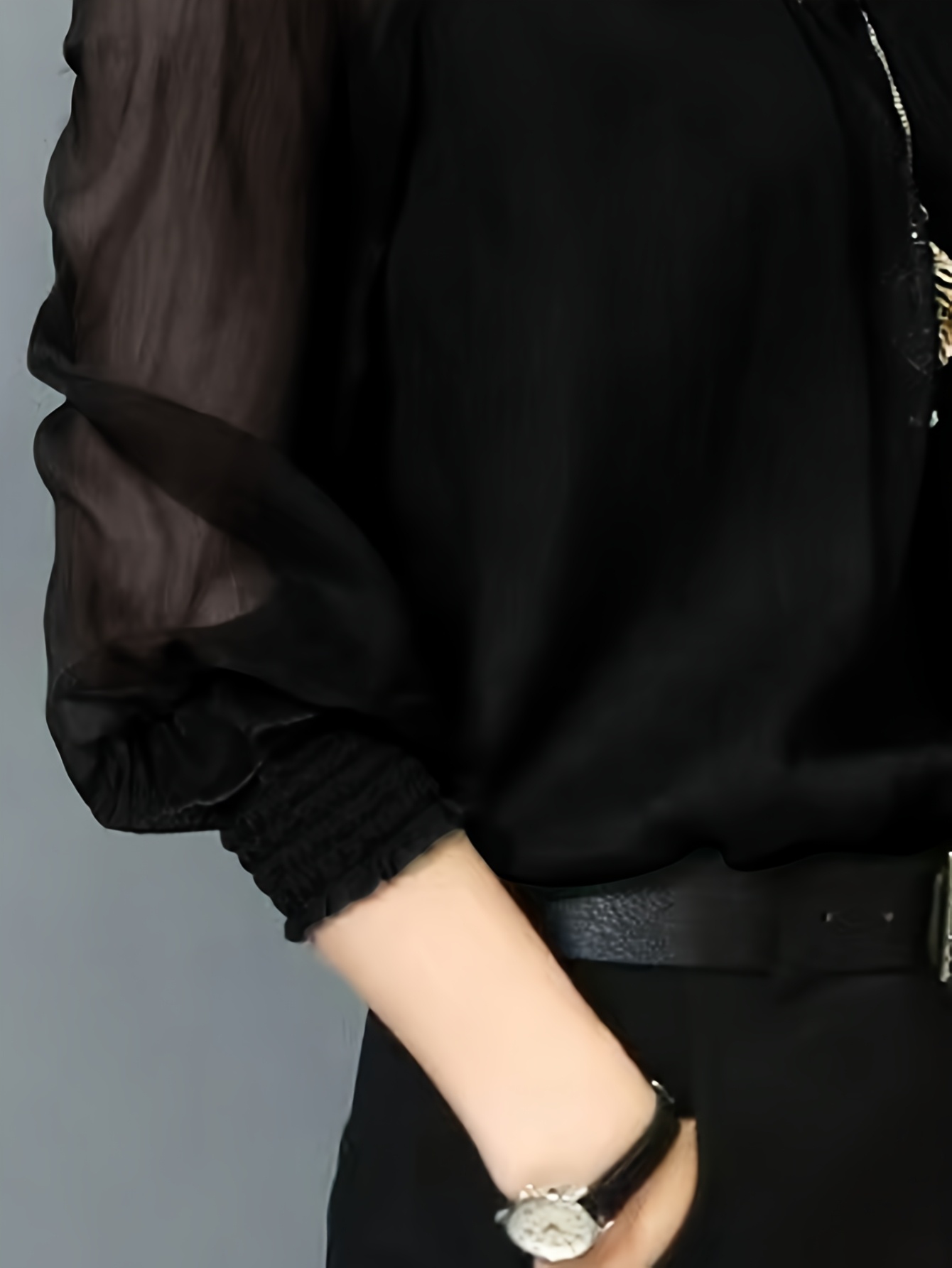 γυναικεία κομψή μπλούζα γραφείου & καθημερινής χρήσης - μακρυμάνικη με στάντ-απ γιακά, αδιαφανές επαγγελματικό πάνω μέρος για όλες τις εποχές, πλύσιμο σε πλυντήριο Στοιχεία είδους 4