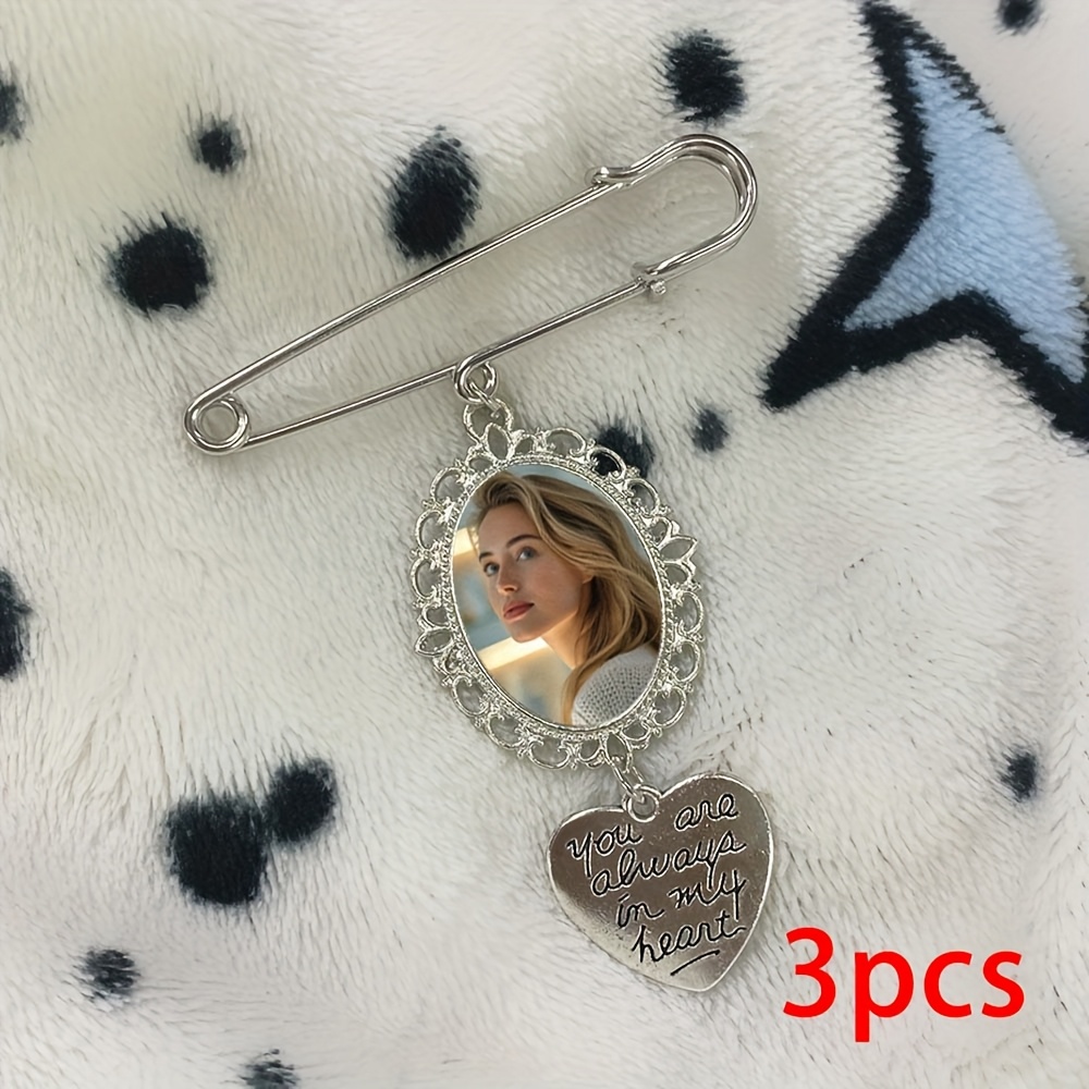 TEMU 3pcs Photo Custom Brooches, Personalized Custom Photos, Wedding And Event Banquet Gifts, Souvenir Gifts, Women's Brooches, Commemorative