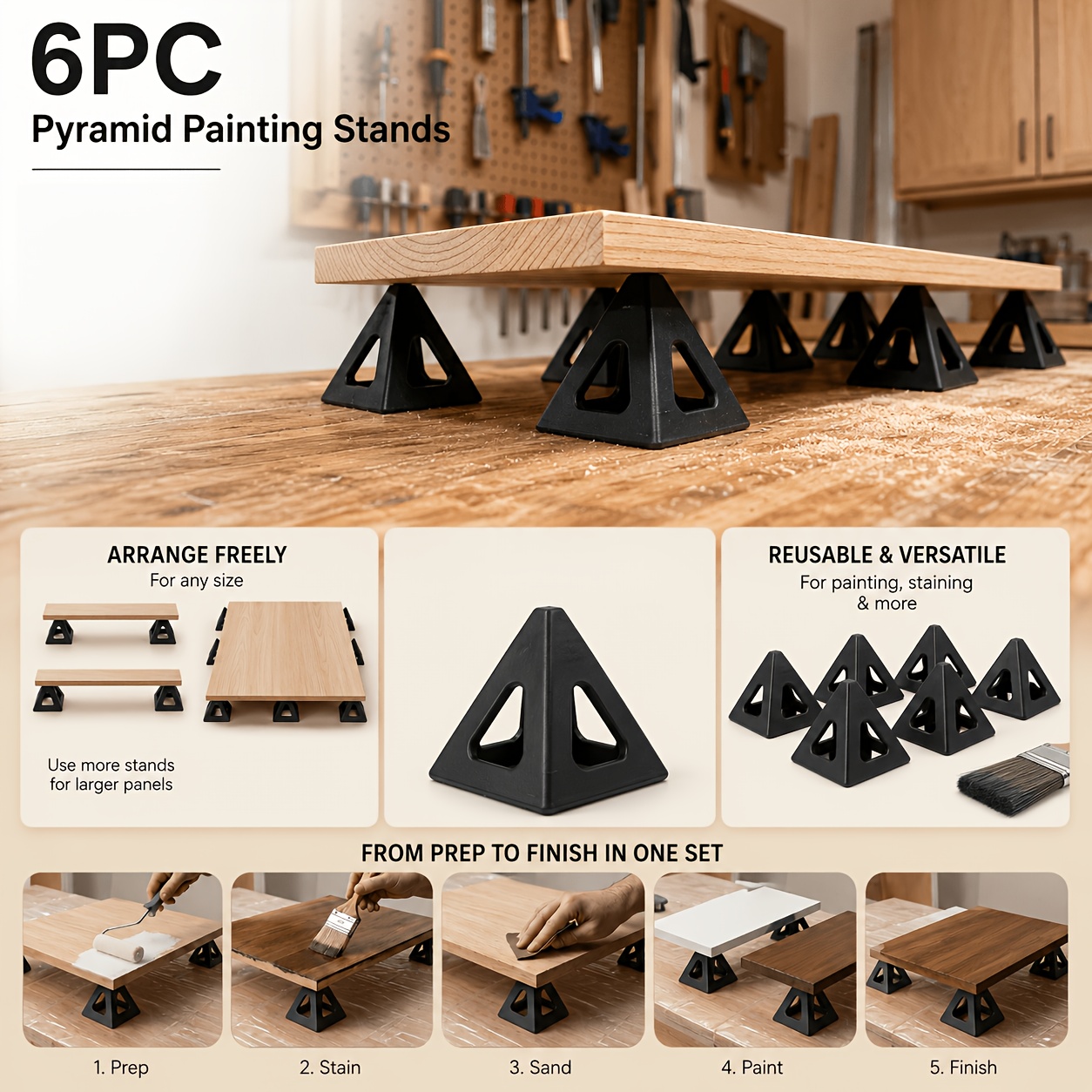 TEMU 6 pezzi Supporti per Vernice (Piccoli 3Cm), Conici Riutilizzabili per Verniciatura a Spruzzo, & Asciugatura, Supporti Treppiede in Plastica per