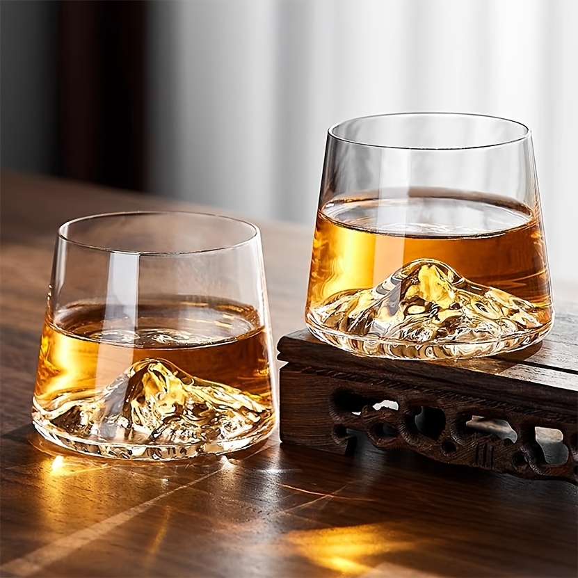 Kristallglas Whiskeygläser 6er/4er/2er Set, Whiskeyglas im japanischen Stil, Fuji Berg * Iceberg * Transparentes * * für Vodka, Whiskey * Tequila * Cocktails