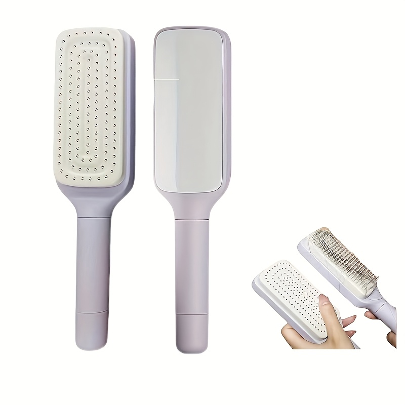 

Retractable Hair Brush With Self-cleaning Bristles, Anti-static Detangling Comb, Abs Plastic Handle, Plastic Bristles For Normal Hair, Finishing Comb For Styling