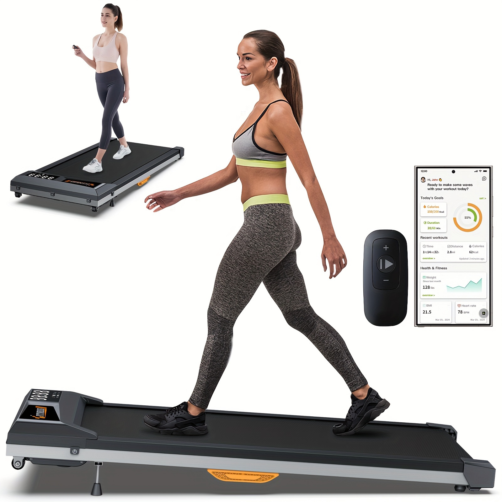 TEMU 2 In 1 Folding Incline Treadmill: Under Desk Treadmill For Home Office, Smart Treadmills Compatible With App, Treadmills For Home/office 300lbs