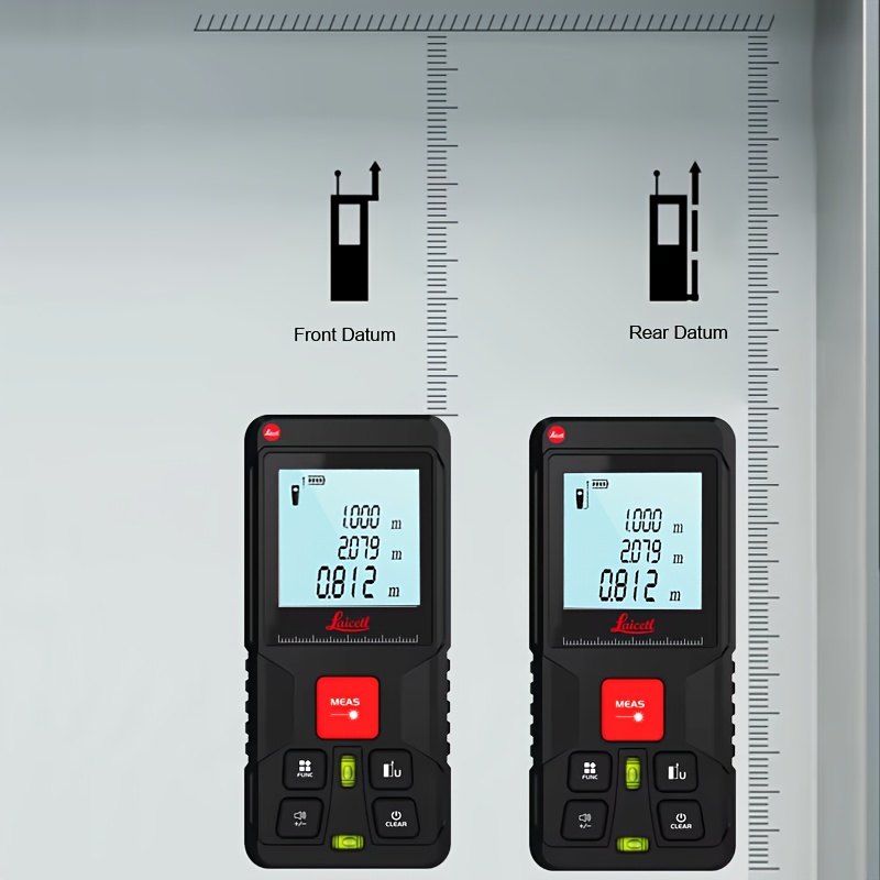 Medidor láser de distancia con doble burbuja Laicetl - Alcance de 50m/160 pies, láser de 0.4-1mW, alta precisión ±0.3mm/s, diseño portátil compacto con pantalla LCD retroiluminada y cambio de unidades, ideal para fotografía, topografía, construcción, equipo de medición, dispositivo ergonómico de mano, cuerpo de plástico resistente