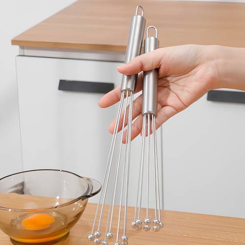 2pcs handheld beaded mixing sticks mini ball mixer for eggs creams doughs stainless steel baking accessories kitchen gadgets christmas gift baking supplies