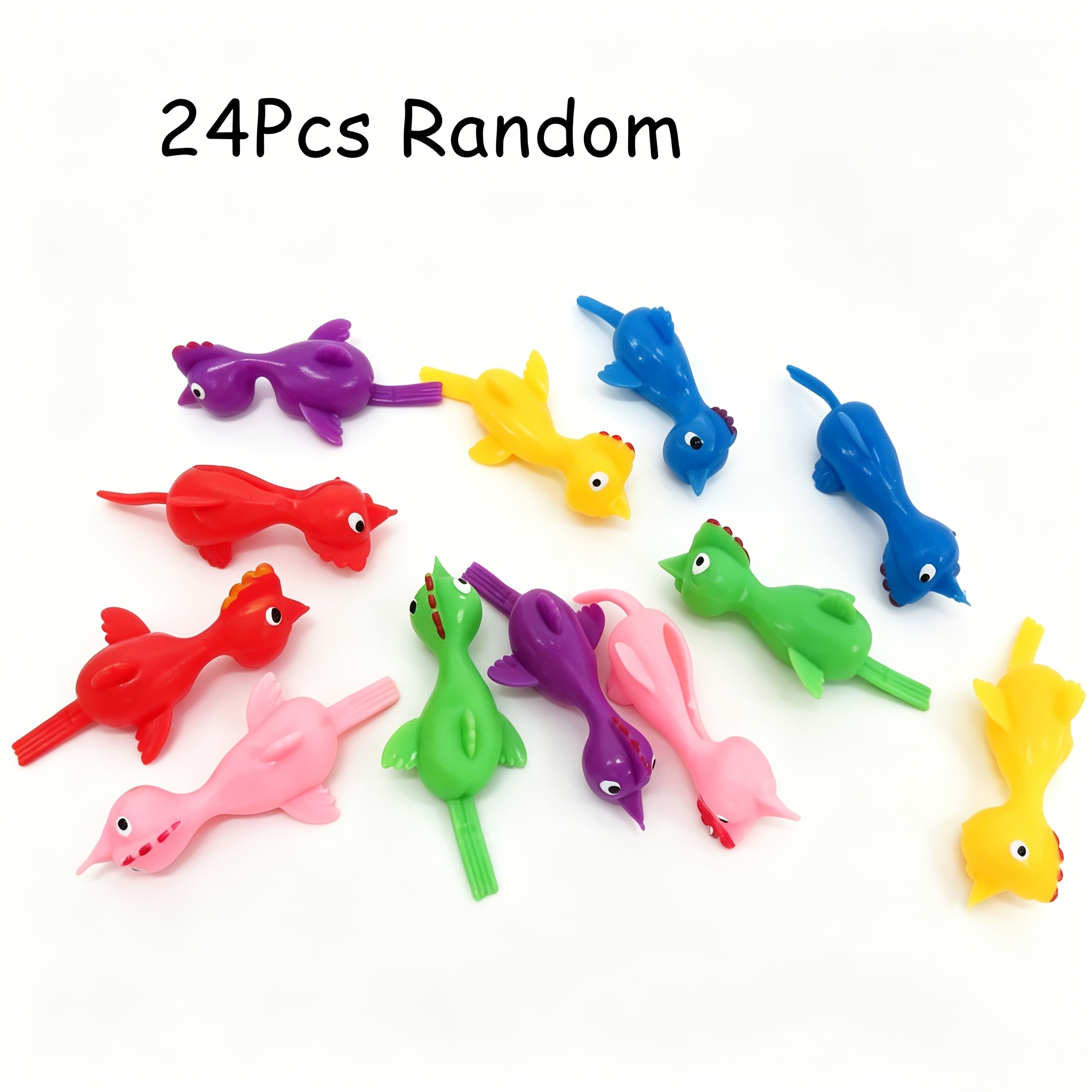 TEMU Lot de 24 mini catapultes adhésives colorées Doigt Collant pour des poulets, parfait pour de fête pour enfants, jouets -stress en gros, jouets