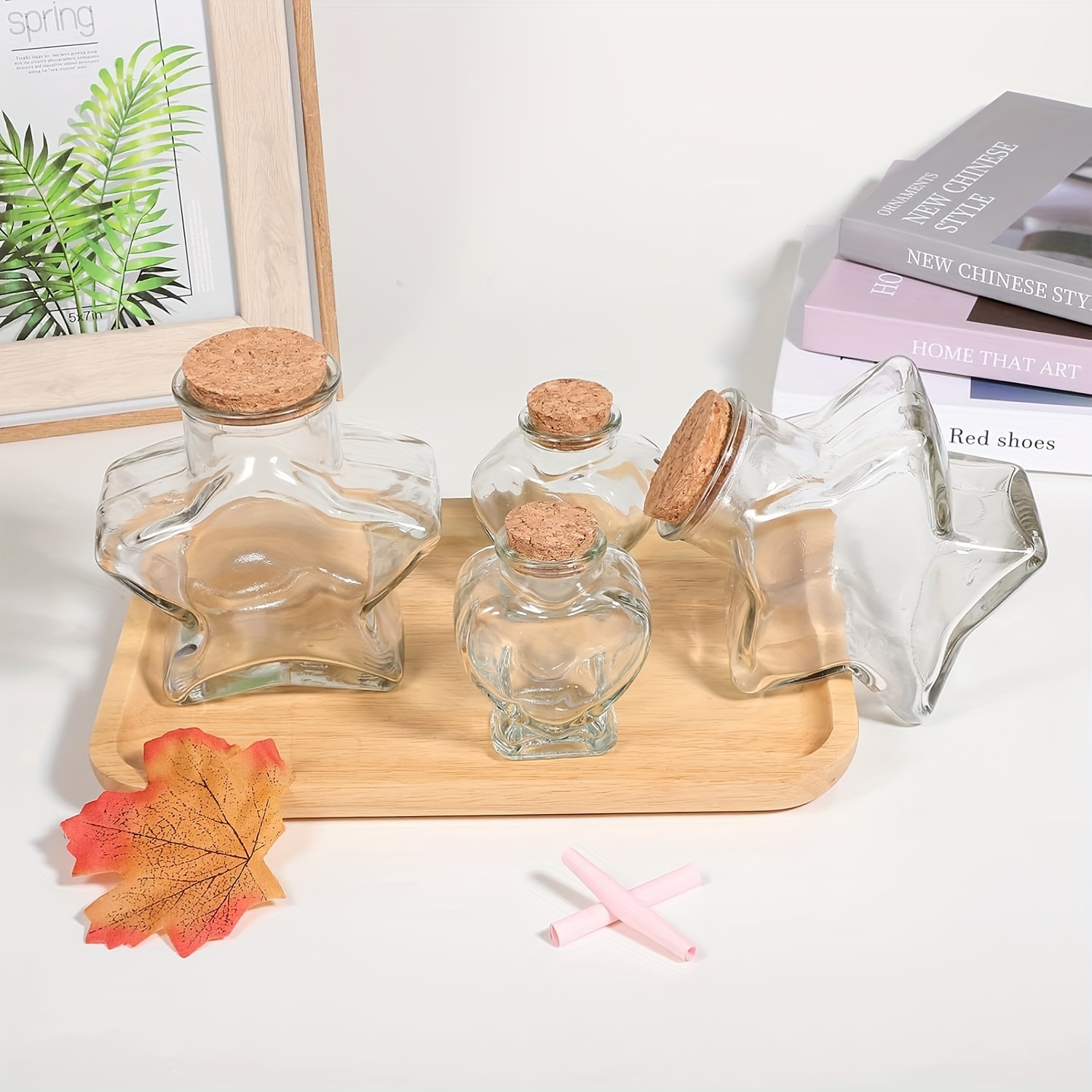 Vaguelly 9 Herzförmige Wunschflaschen 50ml - Glas Fläschchen Für DIY & Romantische Geschenke