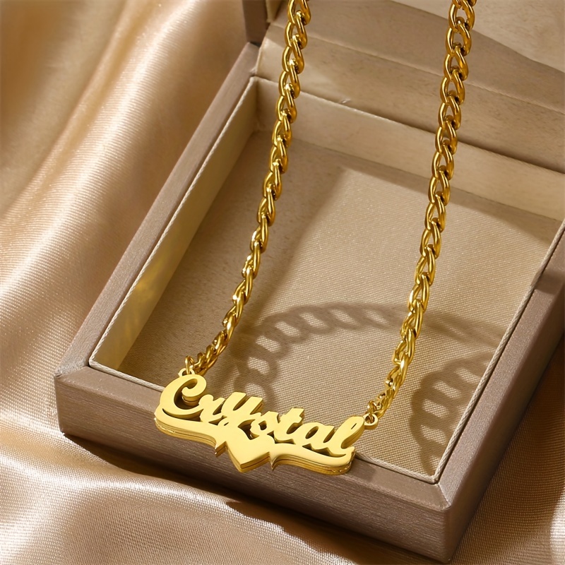 custom double layer name welded necklace personalized hip Temu