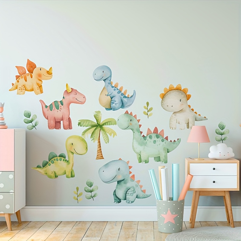 1 set   pvc dinosaur wall stickers fantasy animal print glossy   self   detachable irregular shape for bedroom living room hallway porch decor easy to apply remove no electricity needed