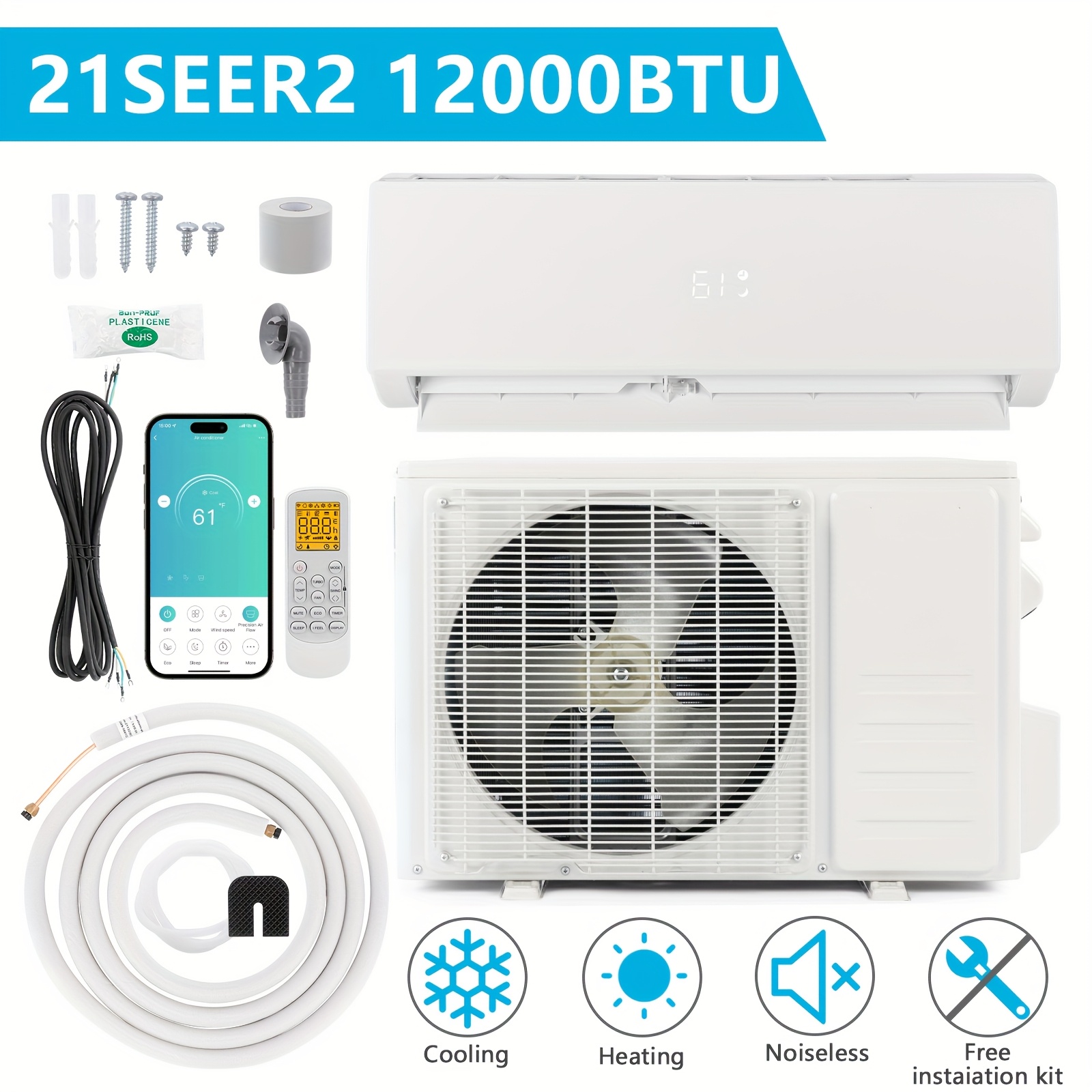 12000 btu wifi enabled mini split air conditioner heater Temu