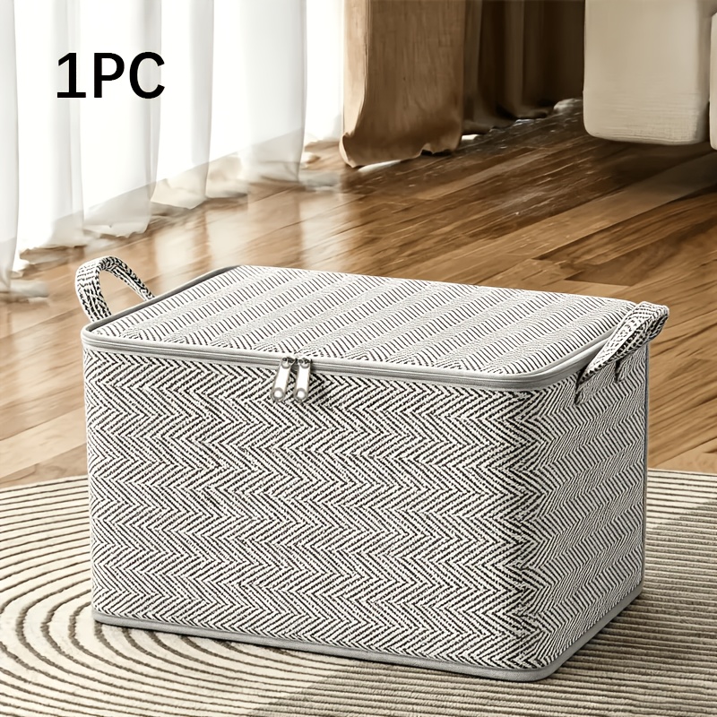 TEMU Boîte de rangement pliable avec couvercle, panier lavable durable en tissu non tissé, organisateur pliable encombrant, convient pour placard,