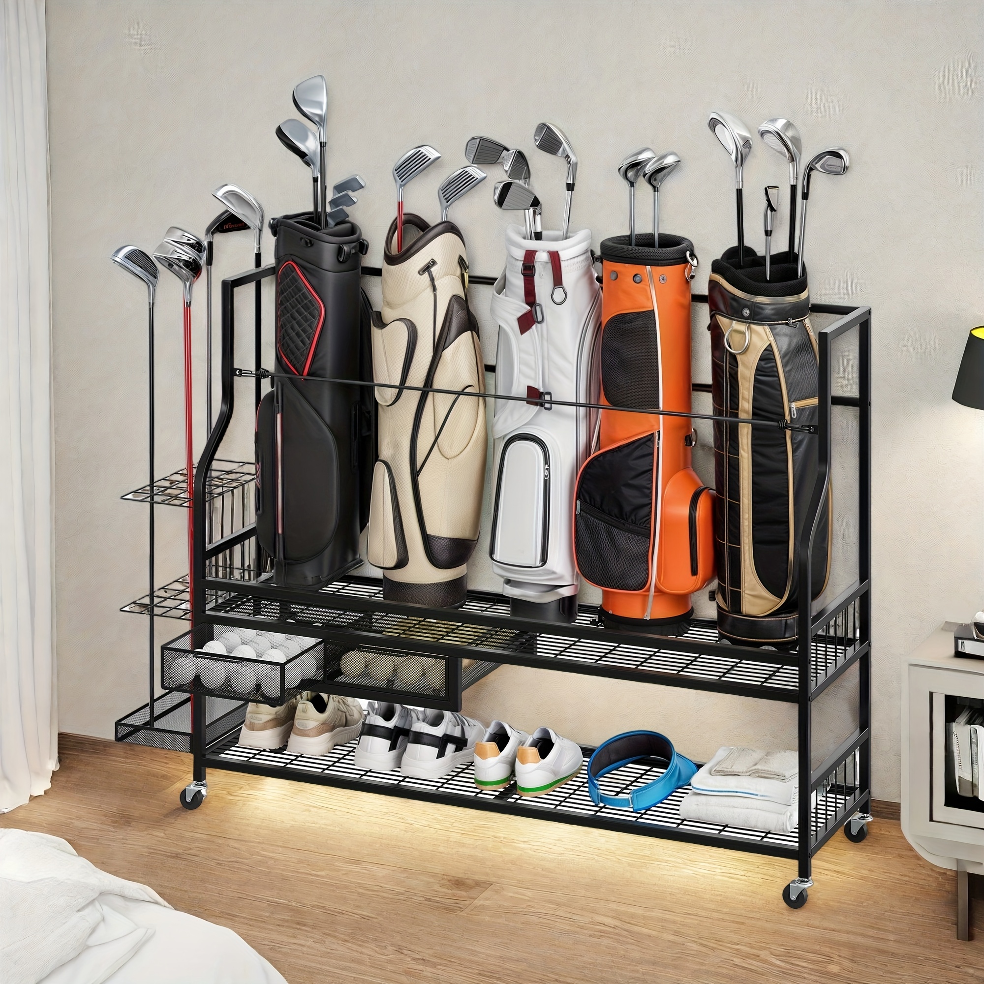 TEMU Roadrix Compact Golf Bag Tray On Wheels Portable Holder For Item Storage Suitable For Home And Garage, Gift Wrap Storage