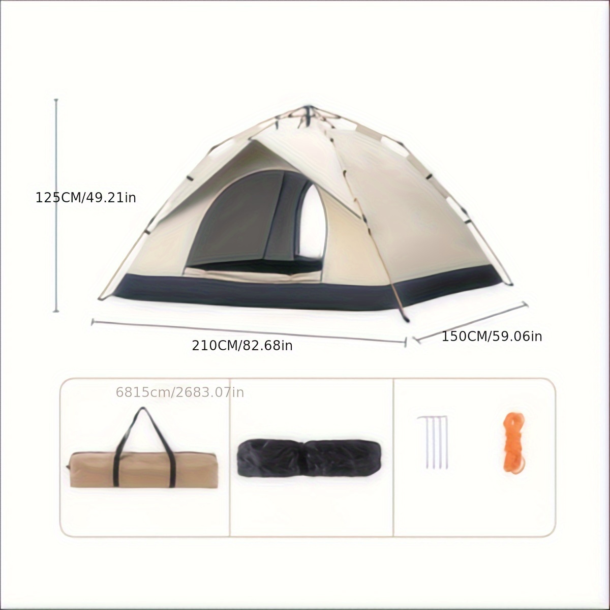 TEMU Sandbar Sunrise 2-Personen Automatisches Pop-Up-Zelt - , Einfache , Ganzjahres-Außenzelt für Angeln, Wandern und Jagen, Golden, Quadratisches