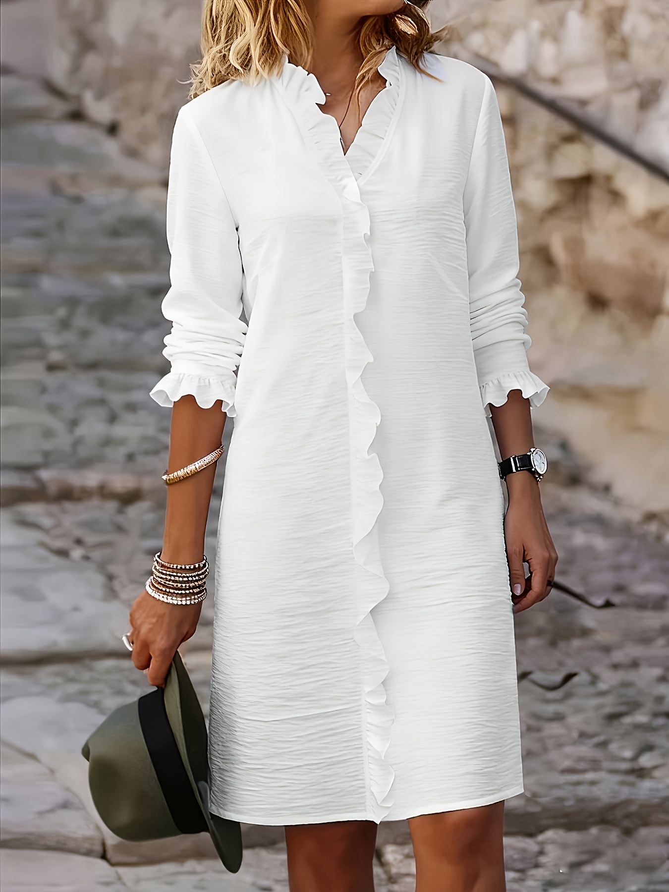knee length dresses for ladies Verlaine White Linen Blend Maxi Dress main image 1