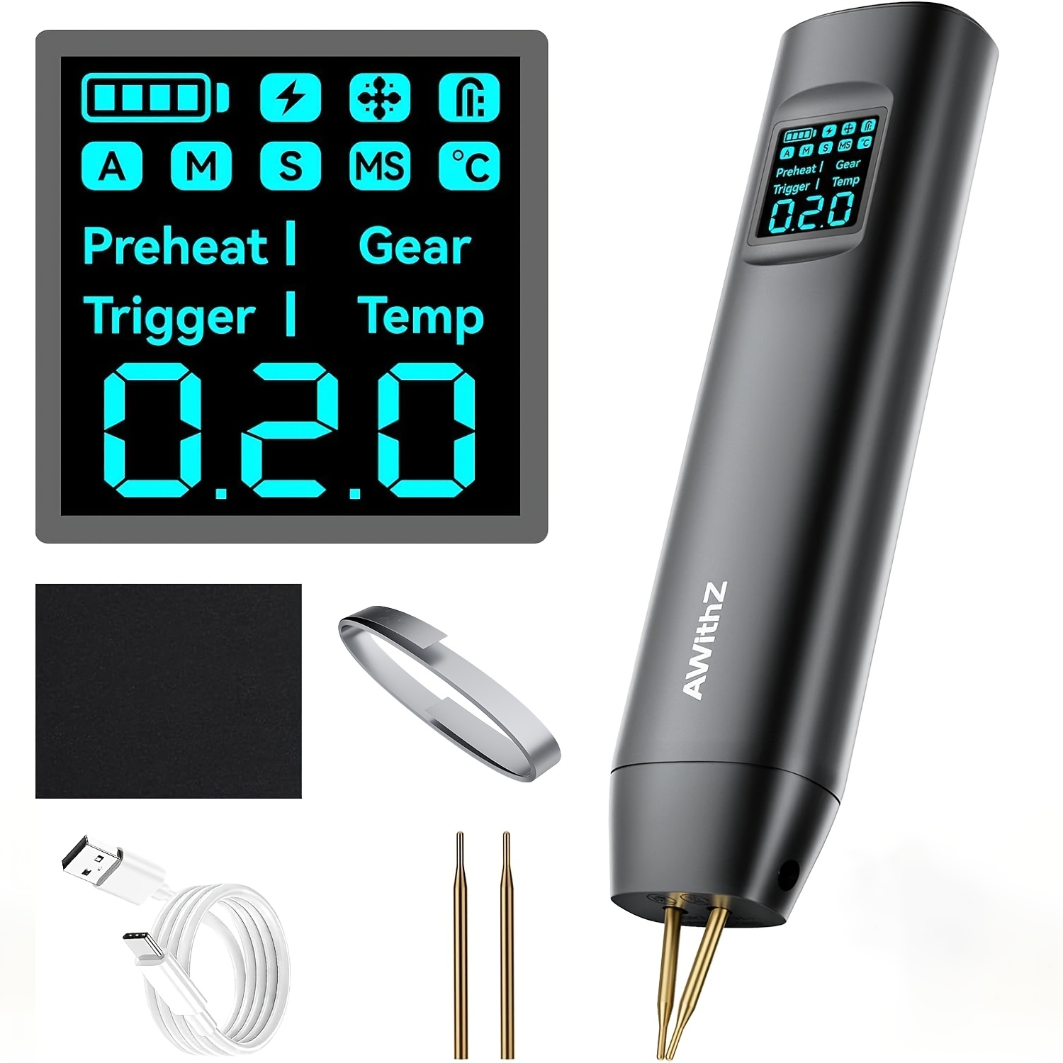 Image of Awithz Portable Handheld Spot Welding Machine With Digital Display, 90 Adjustable Levels, Suitable For Enthusiasts, Battery Pack Manufacturing, 18650/nickel/iron/steel Welding, Etc