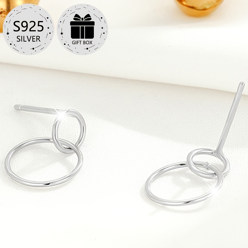 2pcs Geometric Circle Earrings 925 Silver 0.5g