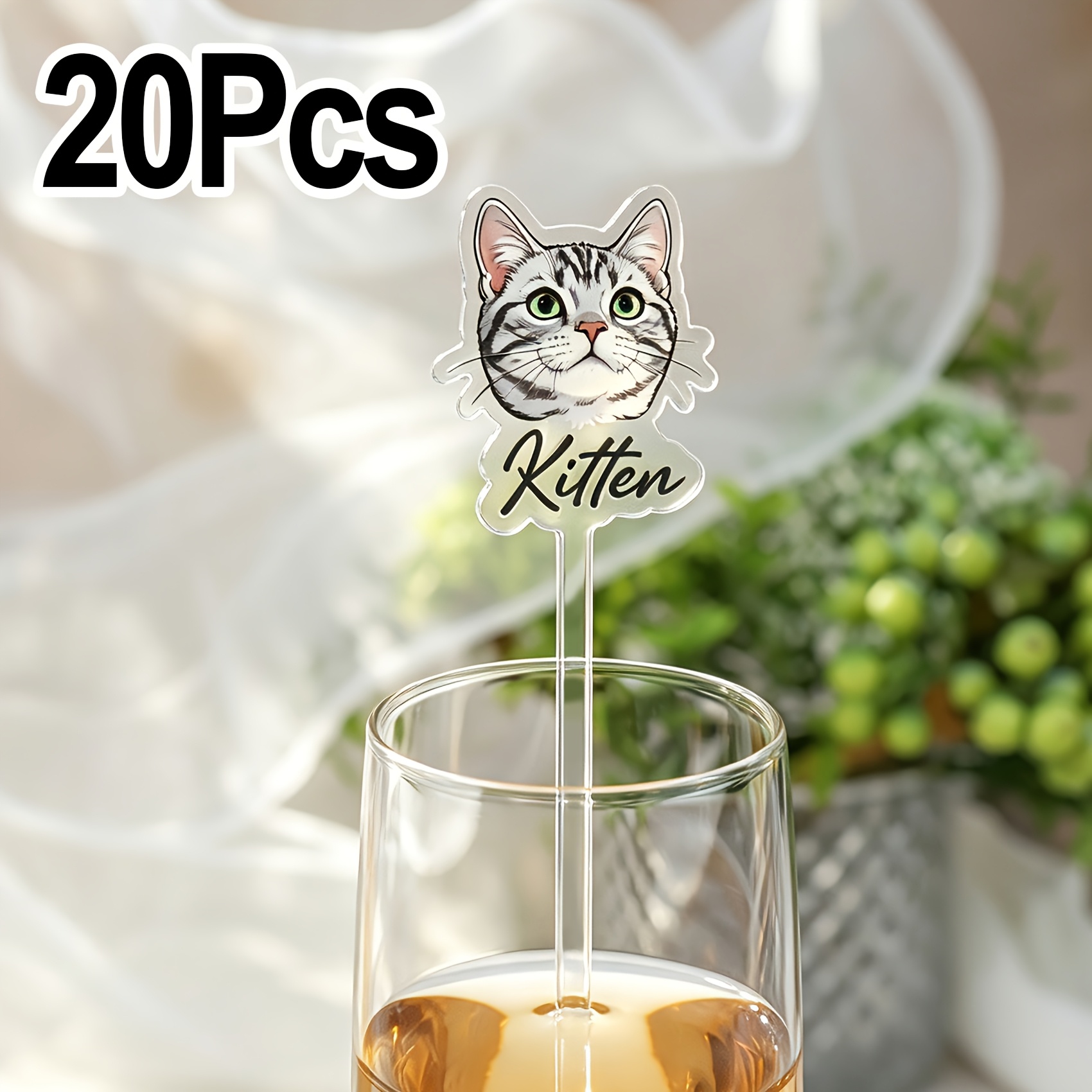 TEMU 10/20pcs Custom Photo Acrylic Drink Stirrers, Personalized Pet Face Cocktail Swizzle Sticks With Your Picture, 3 Colors 18cm Bar Stirrer For