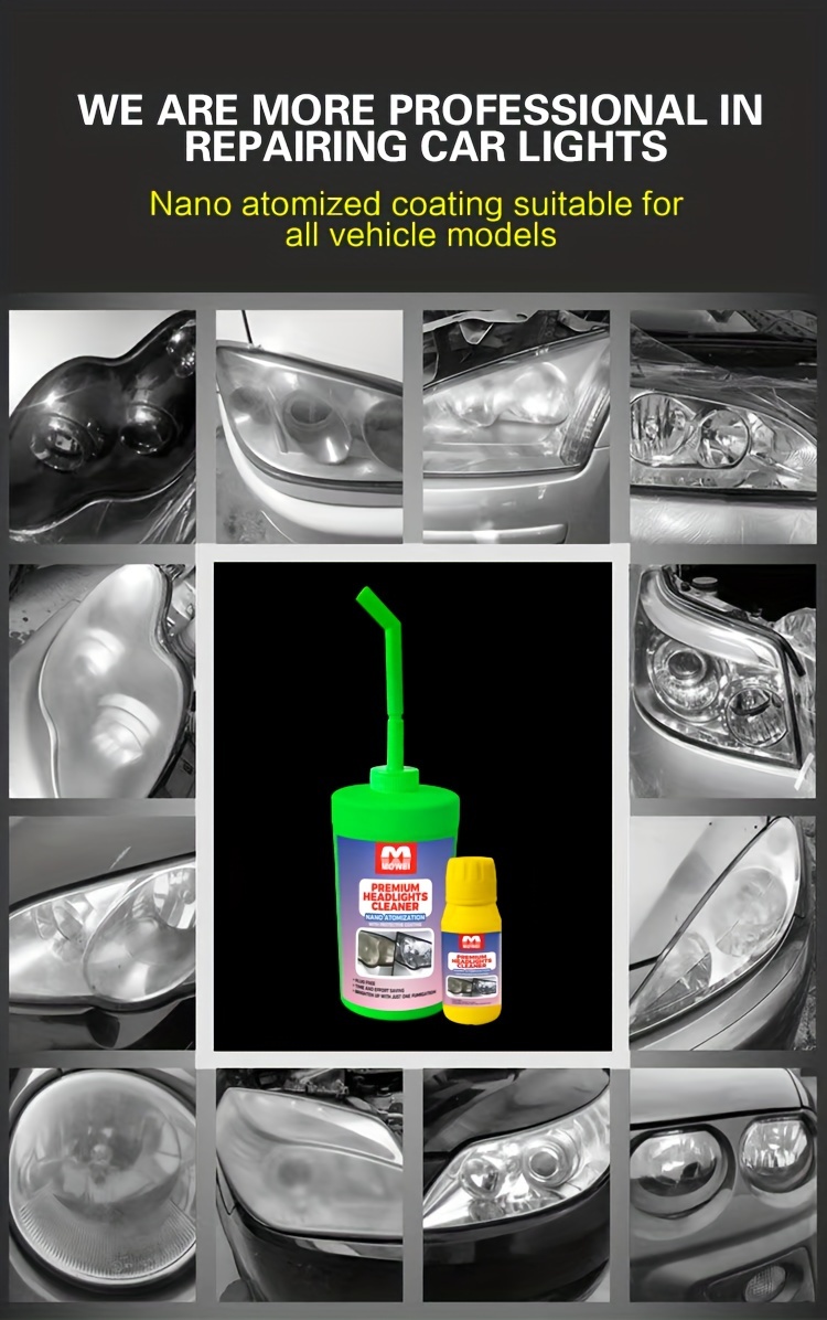 universal headlight restoration kit   headlight cleaner for yellowing oxidation scratches   atomization technology for     no disassembly required diy   headlight refurbishment formula details 4