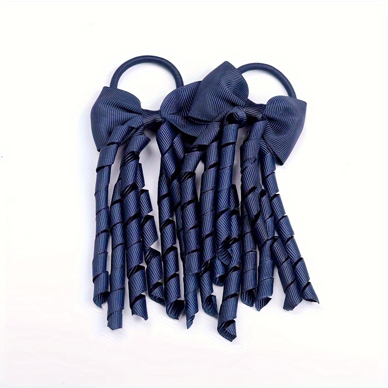 2pcs Set Girls' Tassel Ponytail Holder with Cute Bow Elastic Hair Band Headband Fashionable Hair Accessory