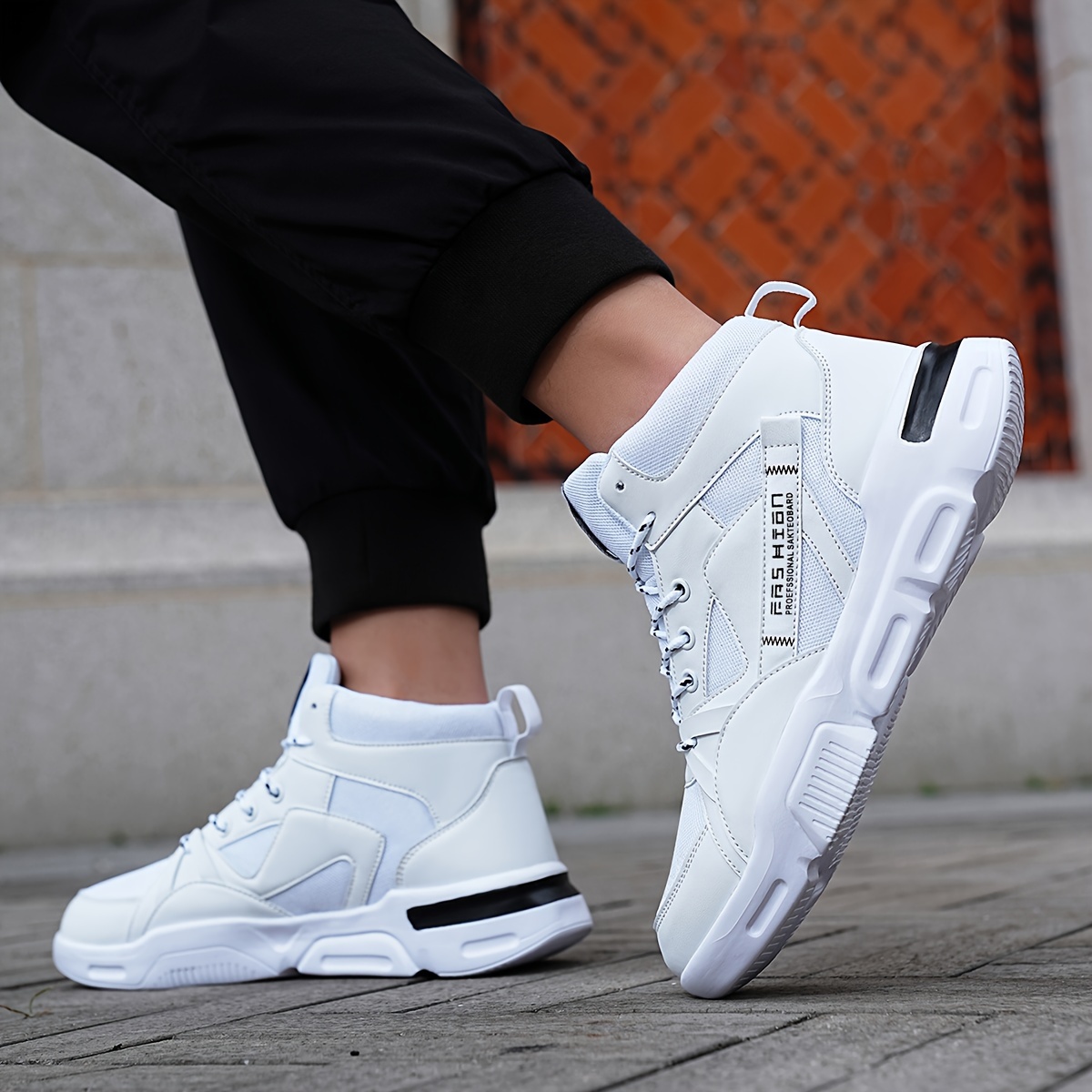 zapatos de skate de media caña con cordones para hombre