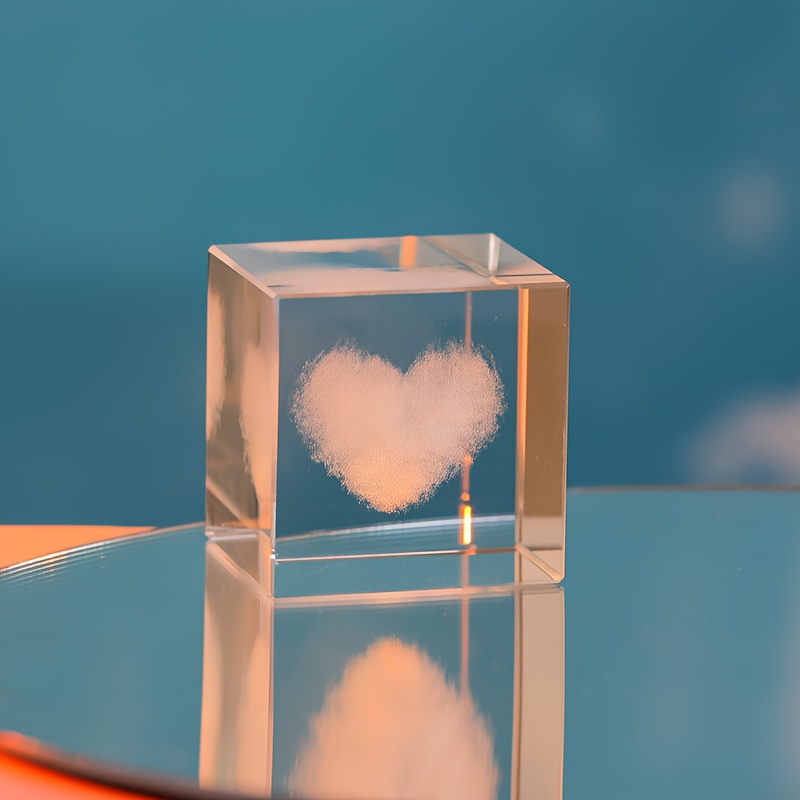 Image of Mini Cube Crystal Glass Decoration, Cloud 3d Inner Carving Crystal Crafts (4 Cm / 1.57 Inches) Ornaments Desktop Bedroom Decorations, Suitable For Creative Birthday Gifts, Holiday Gifts