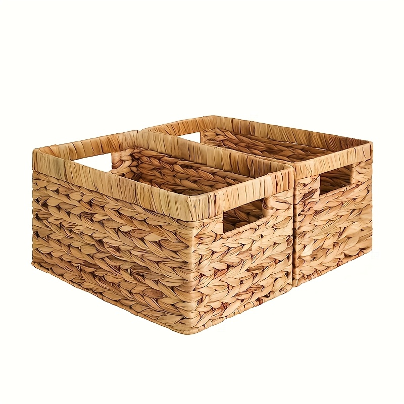 2pcs Storage Baskets With Built-in Handles, Multi-scene Applicable Storage Baskets, Shelf Baskets