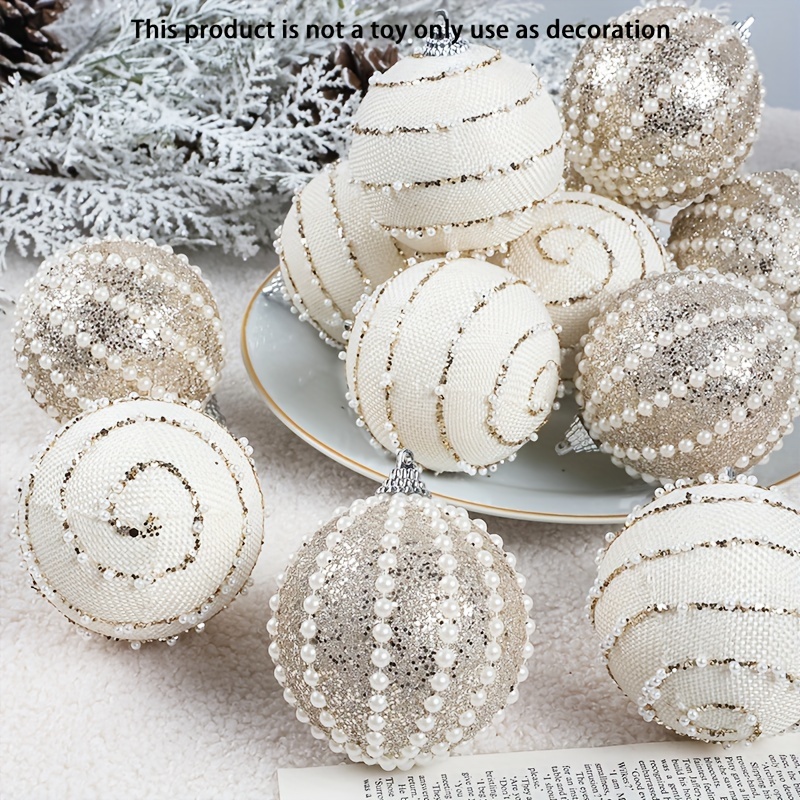 

12-pack Glittering Christmas Ornaments, 3d Music , Round Plastic Spherical Tree Hanging Decorations, Festive Home & Party Decor, For Wedding, Engagement, Christmas, No Feather