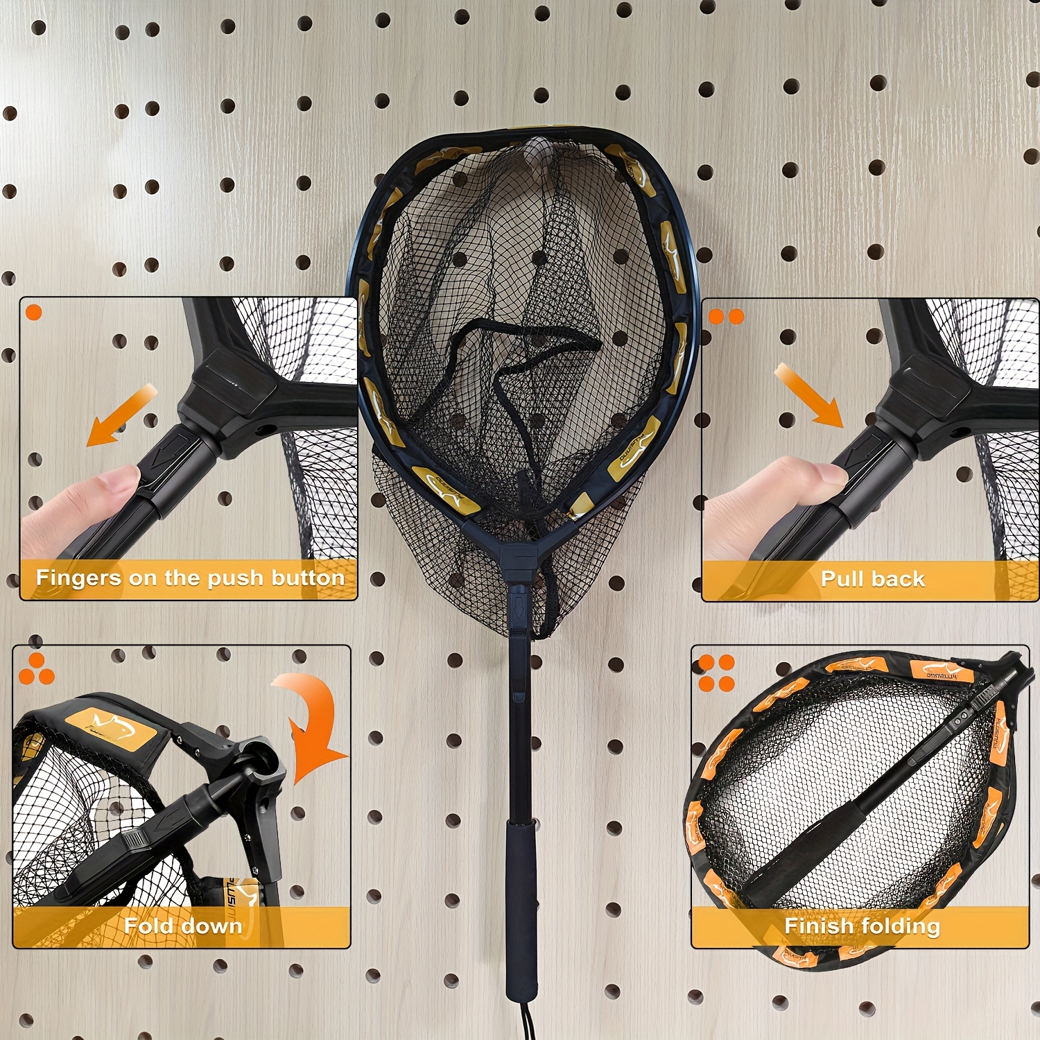 [Portable Fishing Net] Portable Floating Fishing Net | Foldable, Retractable, Lightweight with Soft EVA Foam Handles for Easy Catching And Releasing, Convenient for Transportation And Storage