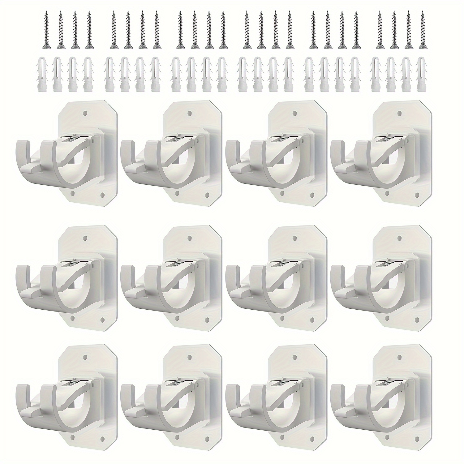 

12pcs Self Adhesive Curtain Rod Holders No Drill Curtain Rods Brackets No Drilling Nail Free Adjustable Curtain Rod Hooks Curtain Hangers For Bathroom Kitchen Home Bathroom Hotel (white)