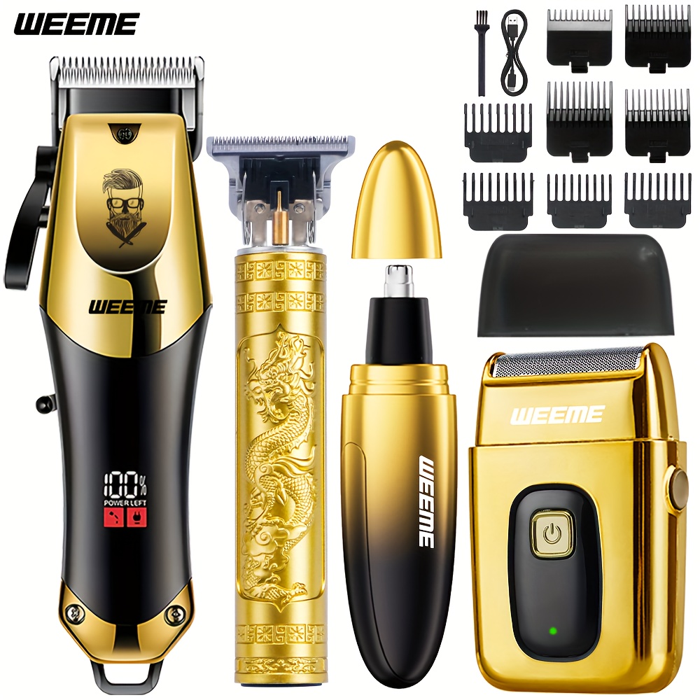 TEMU WEEME 1pc/2pcs/3pcs/4pcs Kit de toilettage : Tondeuse à cheveux, nez, barbe et tondeuse pour oreilles. Multifonctionnel et rechargeable par USB.